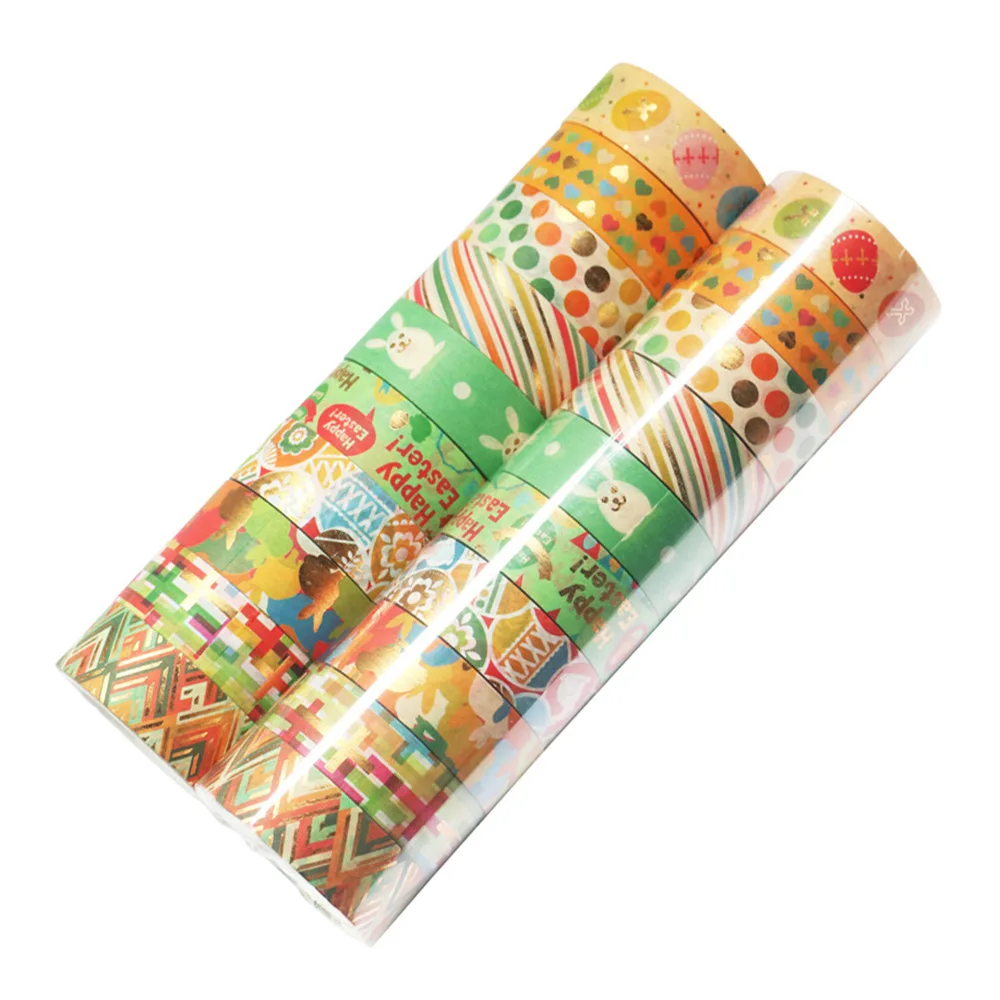 10롤 포일 골드 실버 와시 테이프 DIY 장 이스터 스크랩북킹 콜라주 스티커 봄 소재 홈 크래프트 문구류