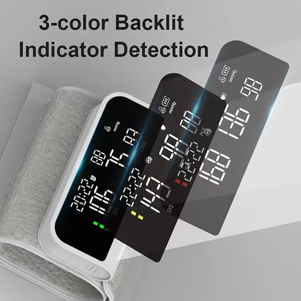 Rechargeable LI-ION Battery Digitization Tricolor LCD Large Screen Sphygmomanometer English Voice Arm Blood Pressure Monitor