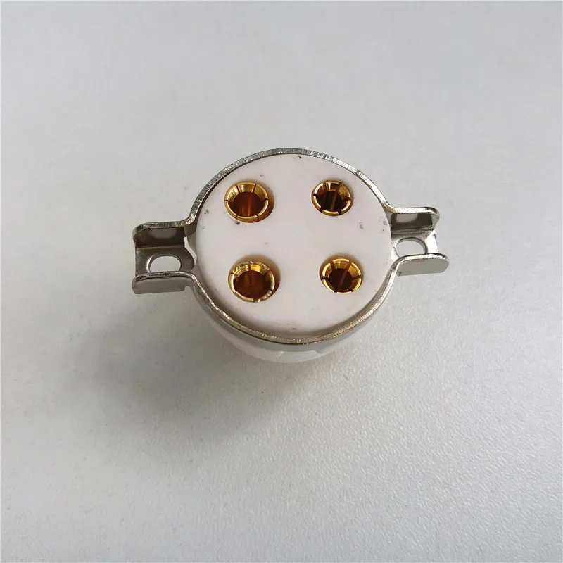

1pcs ceramic tube socket seat GZC4-T-G 4 pin seat tube socket golden foot for 2A3/300B A/811