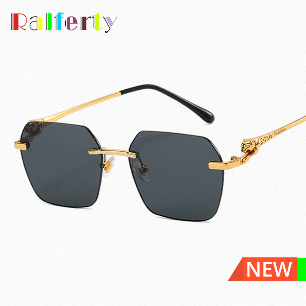 Designer Rimless Leopard Sunglasses Women Men 2023 Summer Steampunk