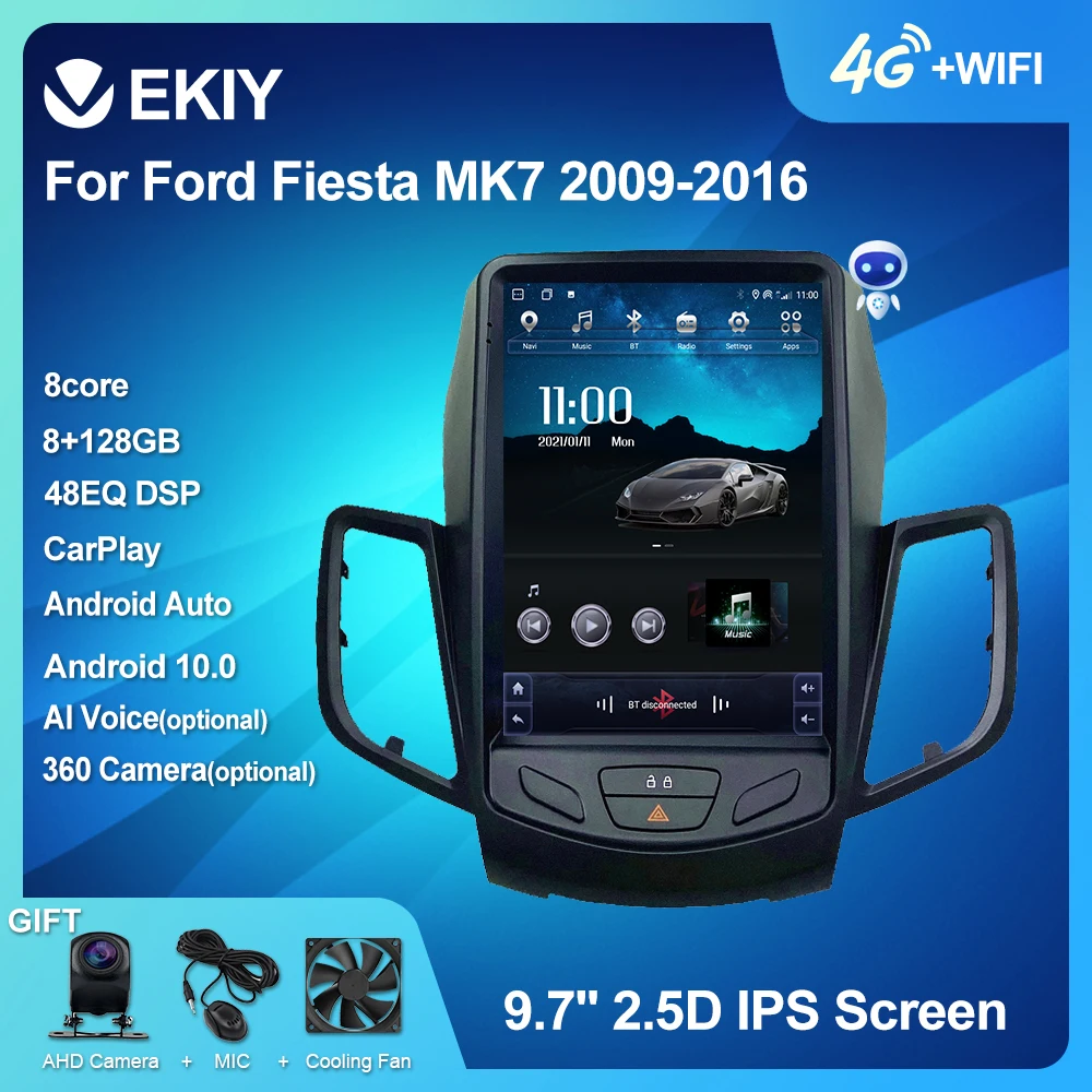 EKIY Android 10 Автомобильный GPS для Ford Fiesta MK7 2009-2016 навигация Радио стерео Мультимедиа