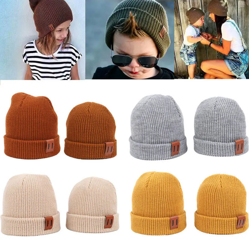 

Baby Hats for Boy Warm Parent-child Winter Wool Hat for Kids Beanie Knit Children Hats for Girls Boys Infant Cap Newborn Stuff