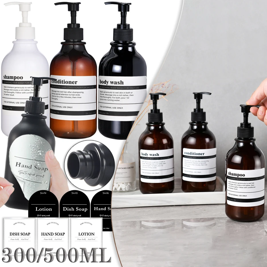 Soap Dispenser Bottle 300/500ml Bathroom Soap Dispenser Bottle Shampoo Shower Gel Refillable Bottle Travel Storage Waterproof Label refillable bottle shampoo dispenser soap dispenser refillable plastic bottles