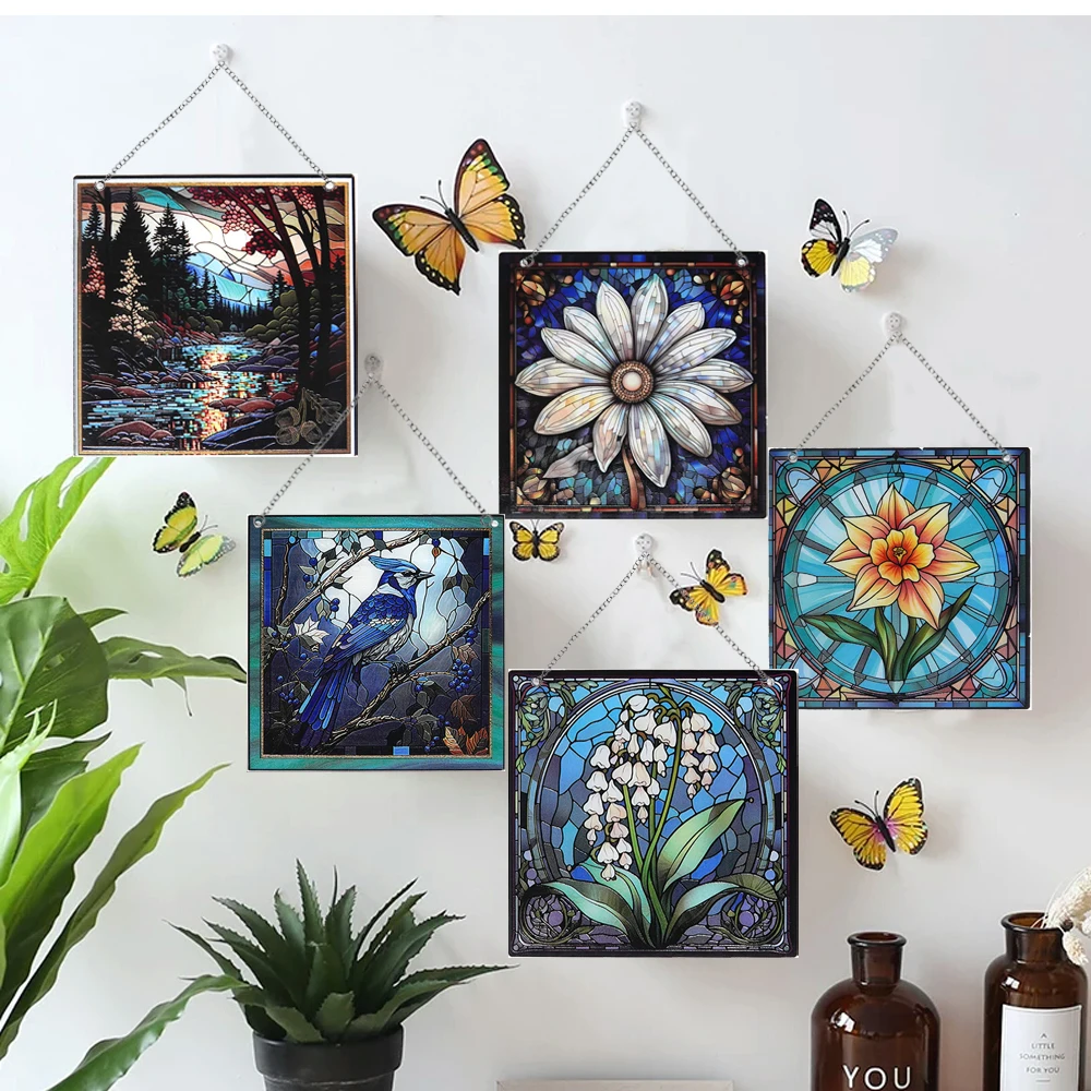 

Retro Style Creative Window Decoration Christmas Decoration Wall Decor Office Room Decor Wildlife Round Acrylic Painted Plaque