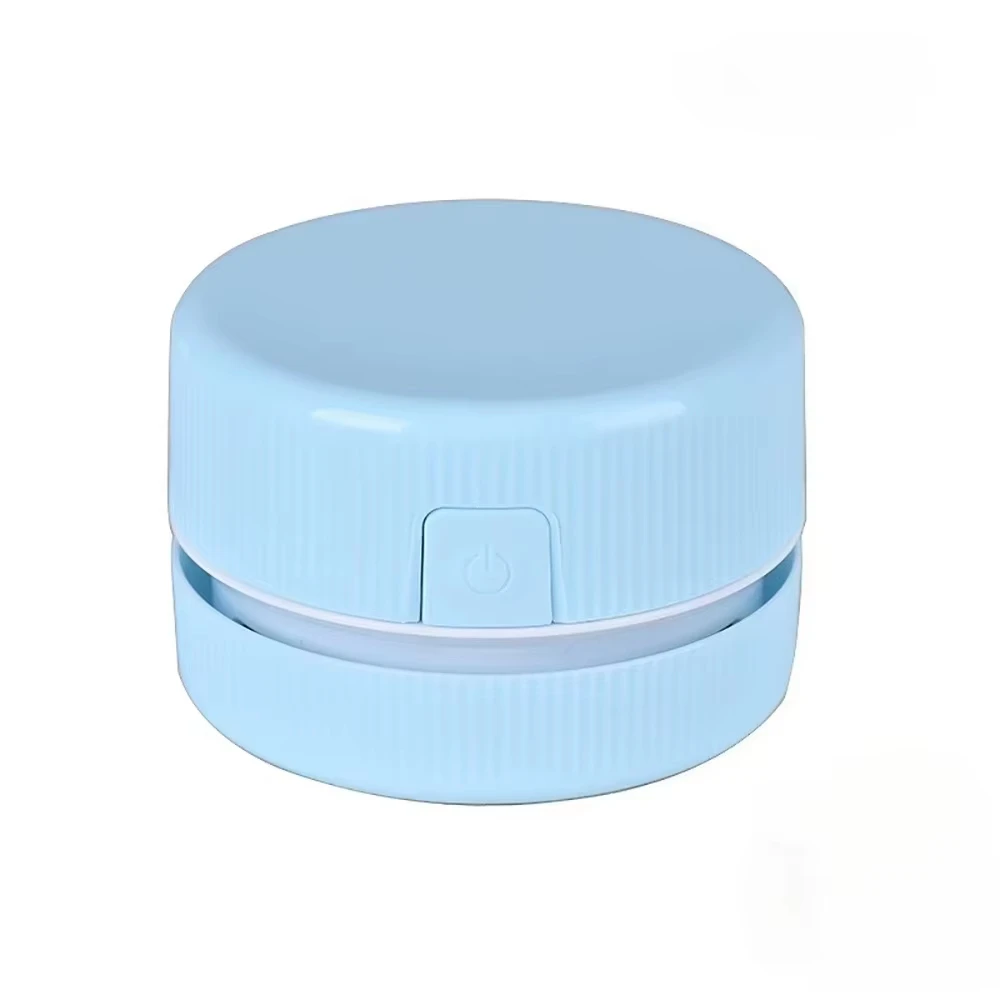 Portable Mini Desk Vacuum Cleaner with Brush, Battery-Powered Crumb and Debris Eraser in Cute Macaron Color