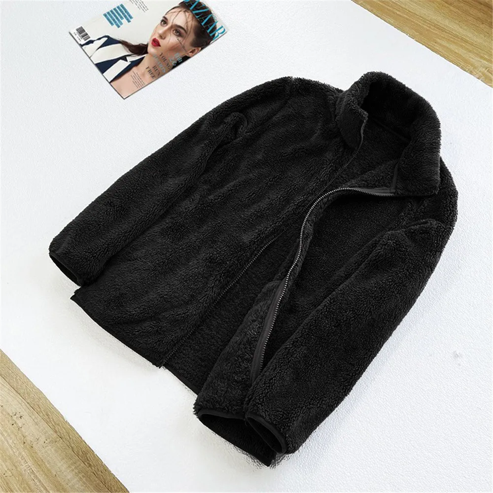 Y2Ktrend2024 Autumn/Winter Women'S Long Fleece Zipper  For Warmth Preservation, Double Sided Co