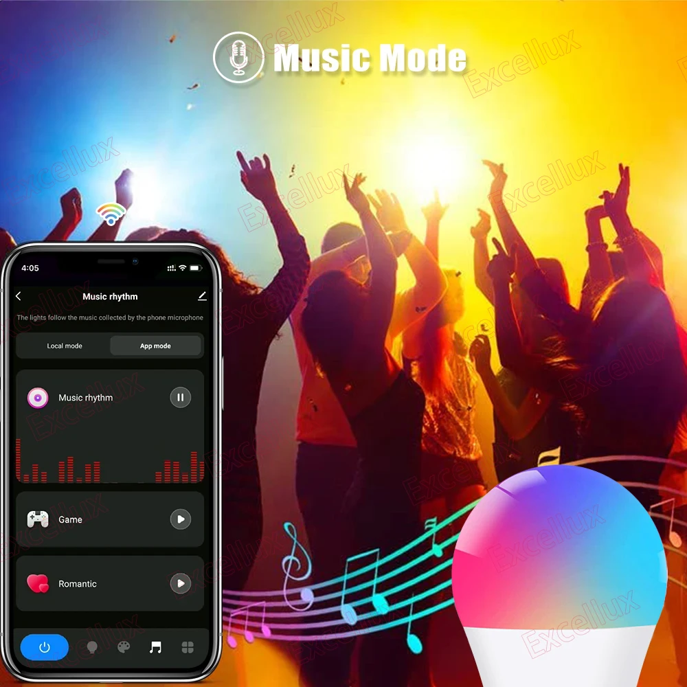 รูปสินค้า หลอดไฟอัจฉริยะ Tuya E27 ควบคุมผ่านแอพ ปรับสีได้ รองรับ Alexa & Google