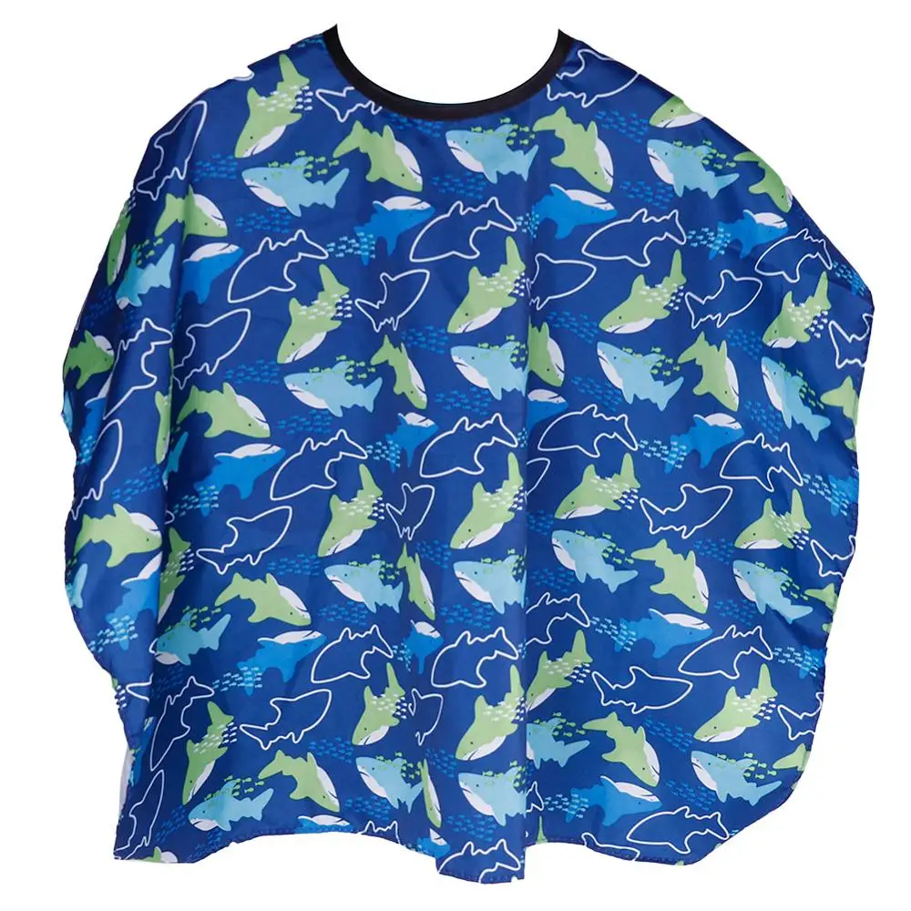 Cute Comfortable Salon Waterproof Hair Cutting Gown Cape Nylon Hairdresser Cape Sea Fish Patterned Barber for Kids Child