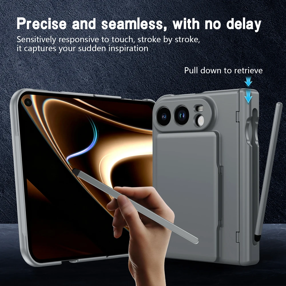 Premium Luxury Metallic Frosted Card Holder Fold Phone Case with Glass Screen Protector and Full Hinge Protection