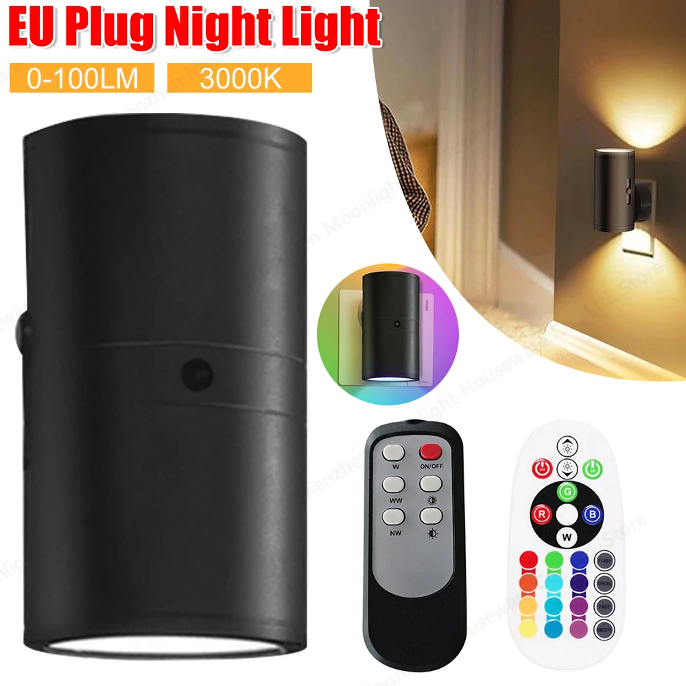 EU Plug Night Light 16W 3000K Dimming Wall Lamp RGB/3 Color Dimmable Remote Control led light led wall lamp wall light For Hallway Bedroom