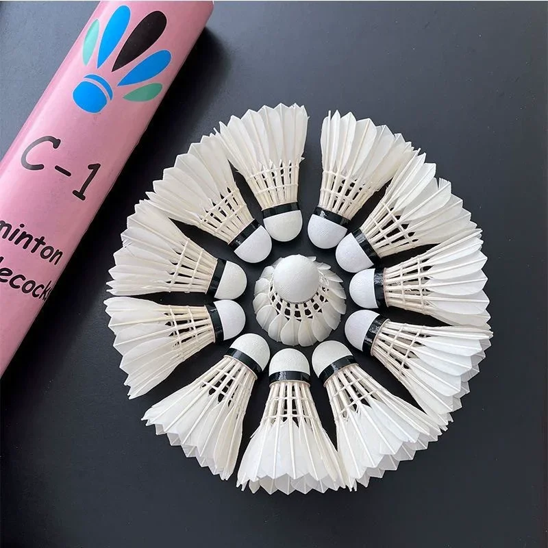 Badminton Shuttlecock Badminton Ball Feather Shuttlecock 12Pcs Professional Black Goose Feather