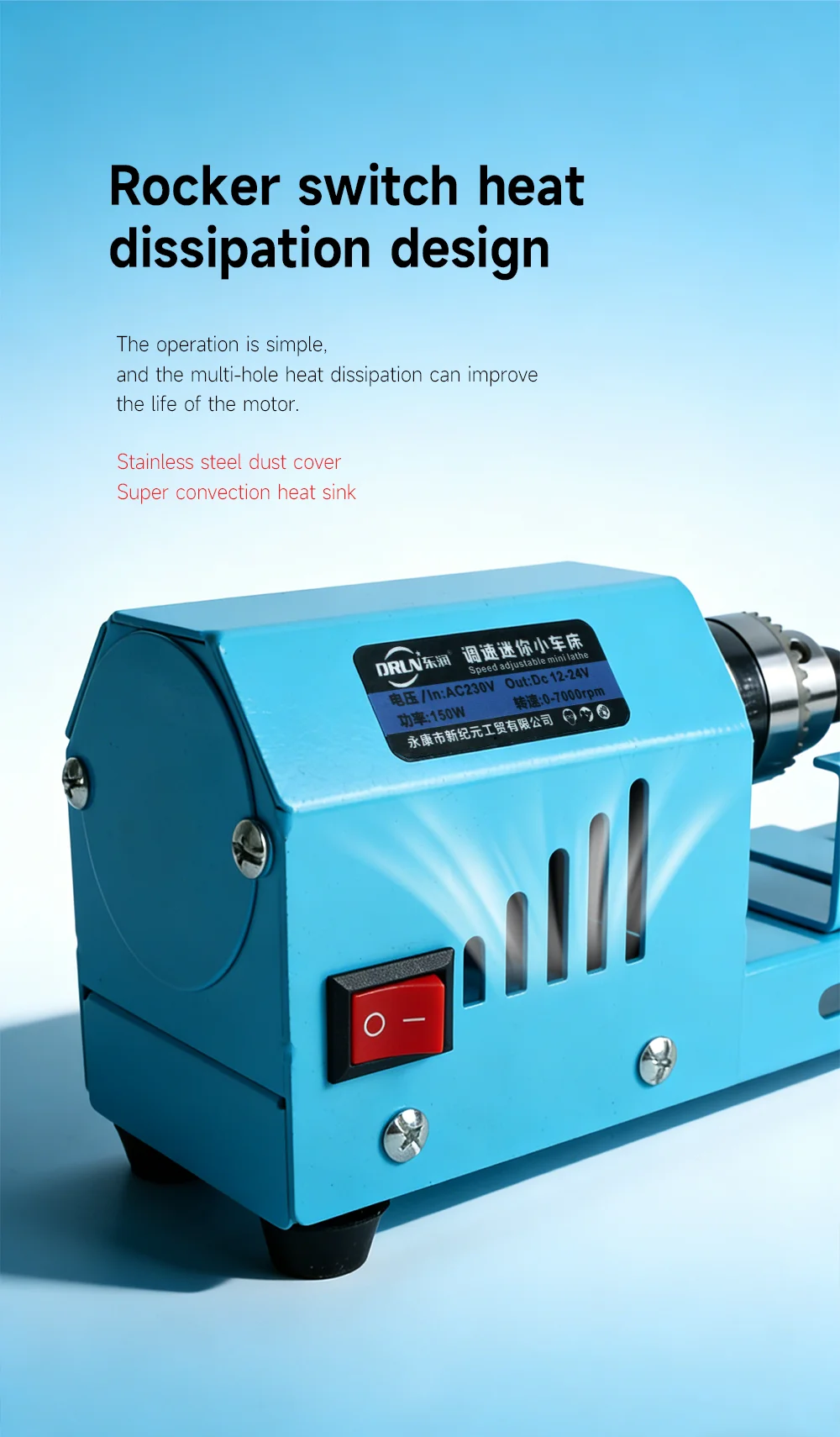 High Torque Mini Wood Lathe Electric Bead Woodworking Lathe 7-Speed Bead Lathe f