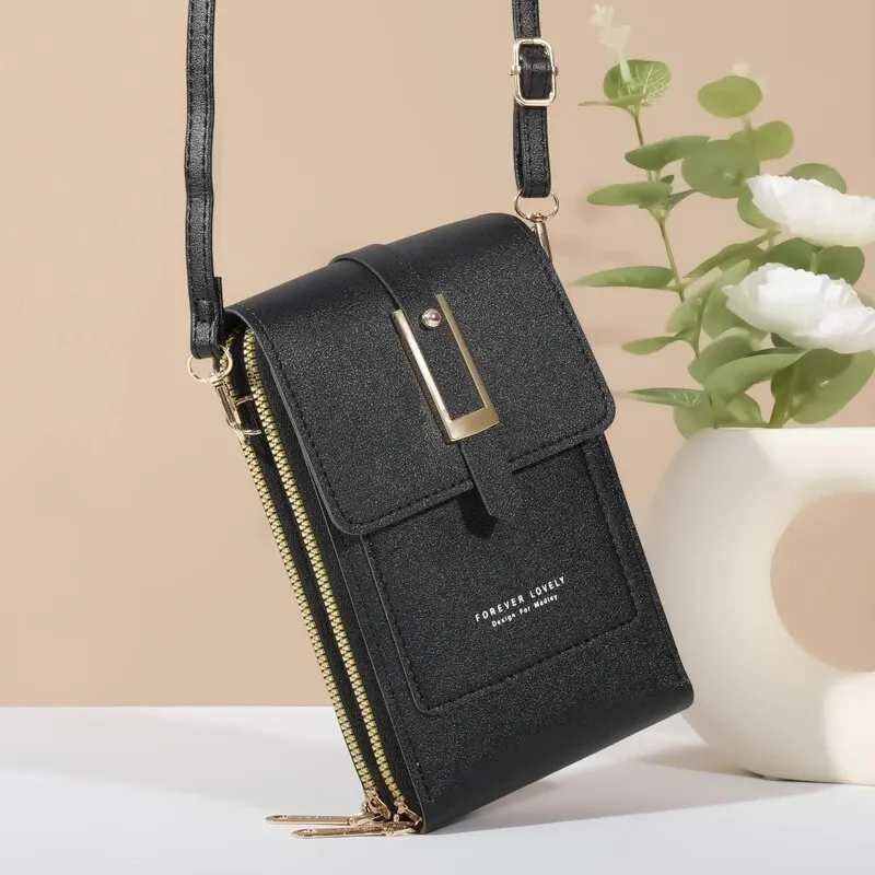 Sleek Faux Leather Crossbody Phone Purse with Card Slots
