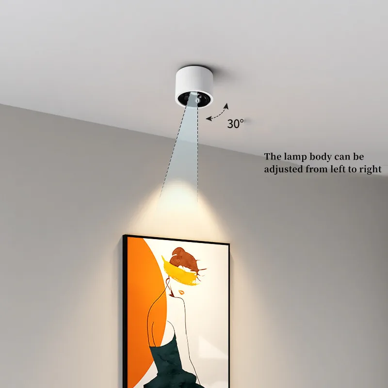 초박형 LED 스포트 라이트 눈부심 방지 조절 각도 110V220V 거실 가정용 원형 비 마스터 디밍 통