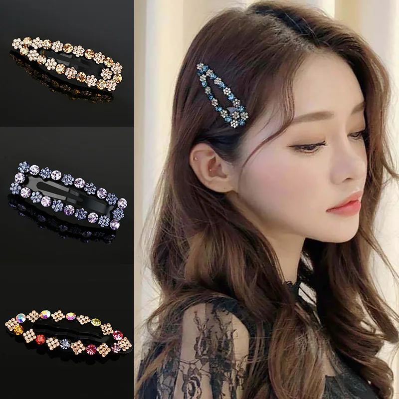 

2pcs Hair Accessories Headwear Colorful Rhinestone Hairpins Hair Jewelry Women Ponytail Holder Barrette Hair Clip Shiny Crystal
