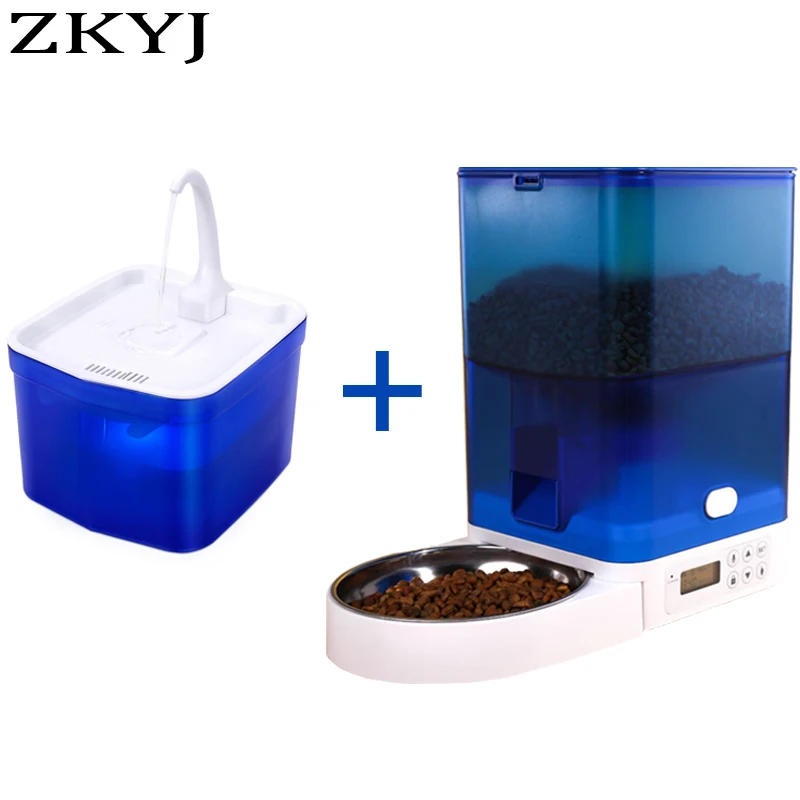 

Multicolor Pet Automatic Feeder 4 Liter Dog Cat Dry Food Dispenser 2 Liter Pet Water Fountain Automatic Pet Smart Feeding Bowl