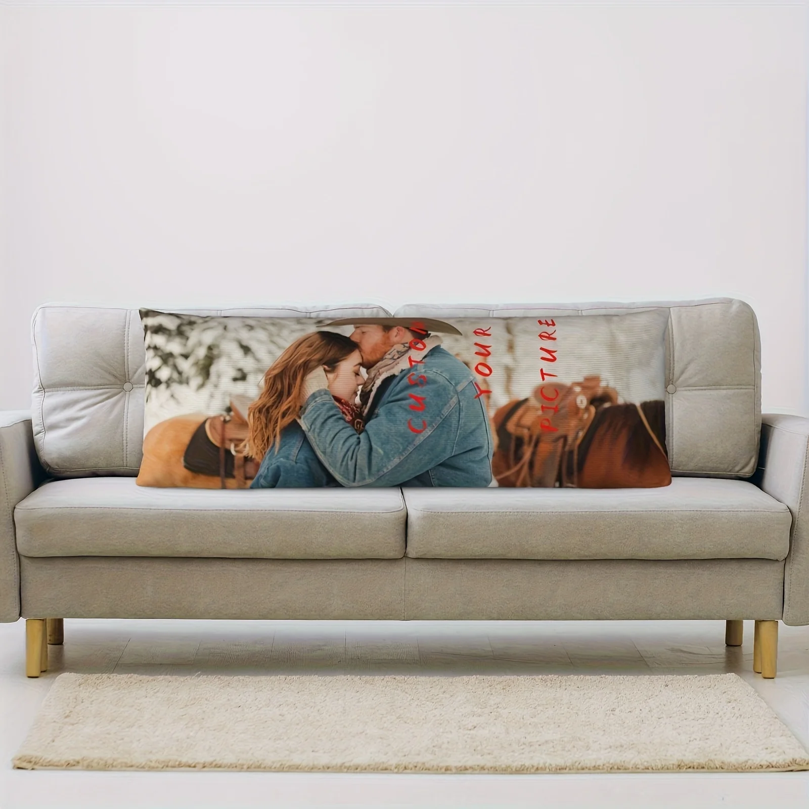 1 Stück personalisierter, mit Foto versehener, langer Kissenbezug, Polyester, doppelseitiger Druck, perfektes Elterngeschenk, Haustier-Souvenir, Hochzeit – Detail 6