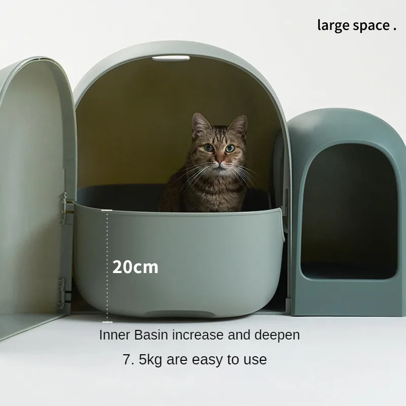 Cat Litter Box Fully Enclosed Large Size Cat Toilet Corridor Deodorant Anti-splashing Table Cat Supplies Pet