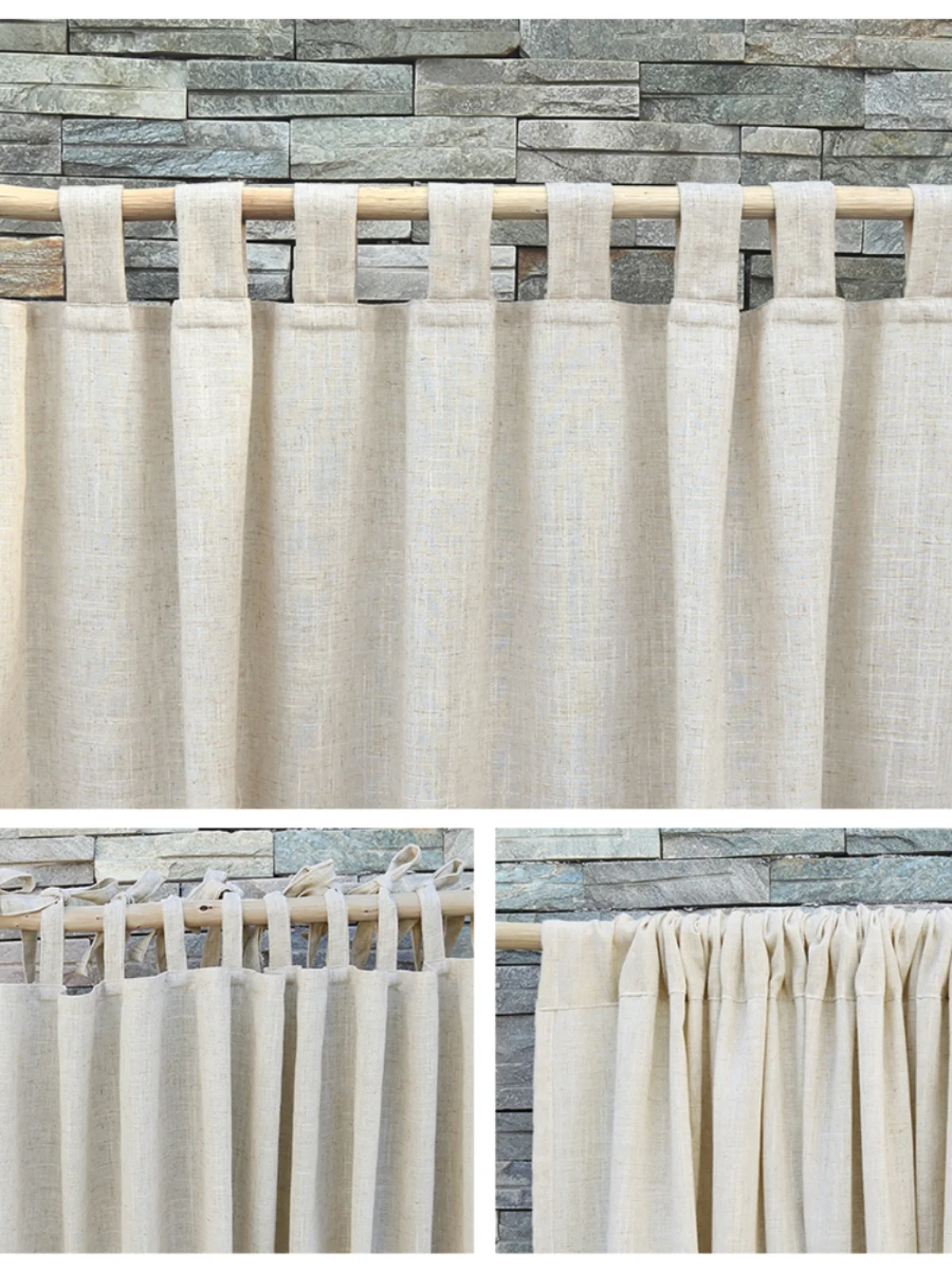 

MK651-Solid color cotton and linen rod semi-blackout curtains