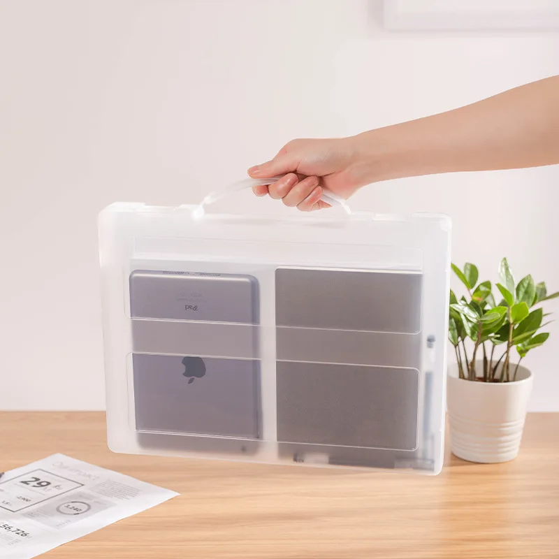 Design Transparent Sorting File Box A4 Portable Folder Plastic High Quality Durable File Storage Box Storage Folder New