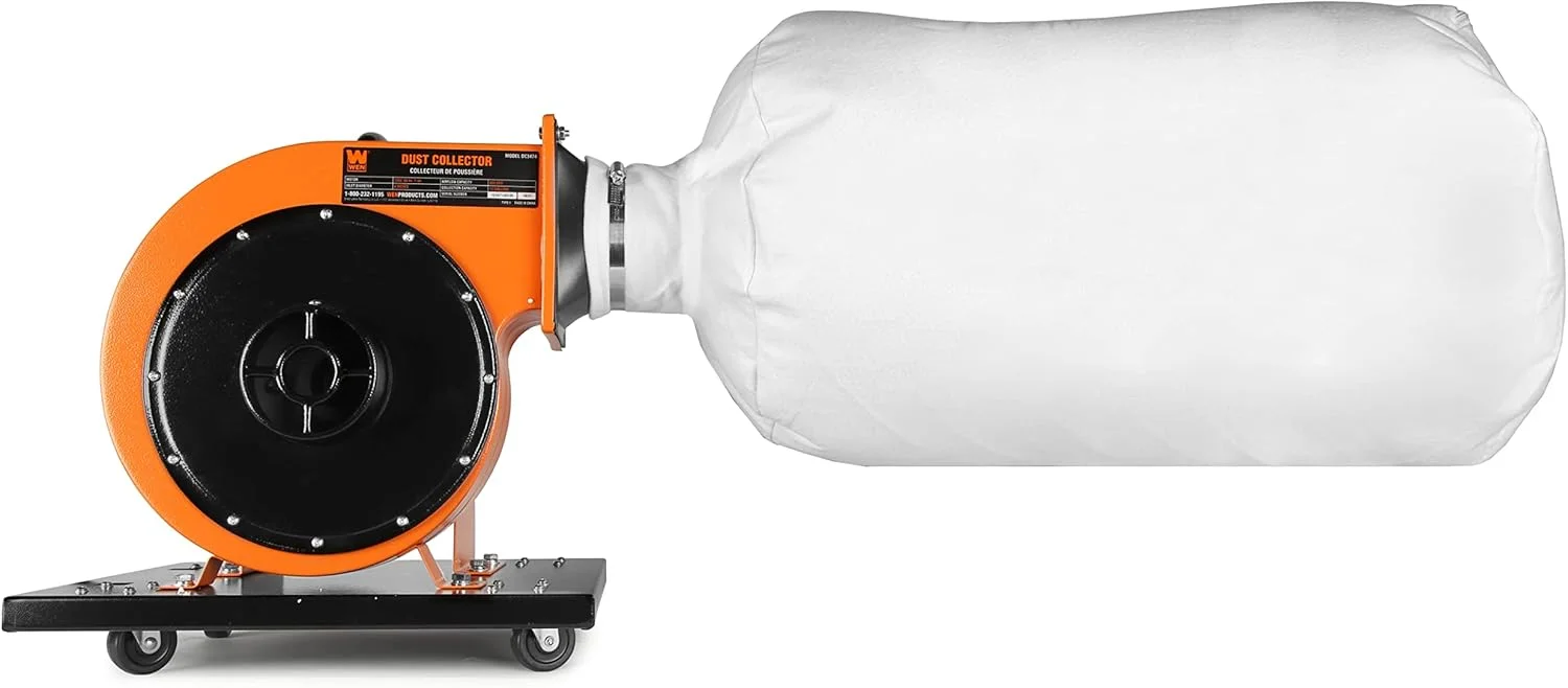 Woodworking Dust Collector, 7.4-Amp Induction Motor with 15-Gallon Bag, Mobile Base, and Optional Wall Mount (DC3474)