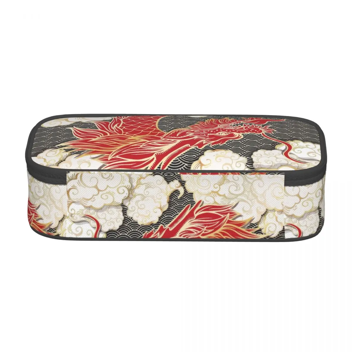Chinese Red Dragon Totem Pattern Korean Pencil Cases Large Storage Pencil Box