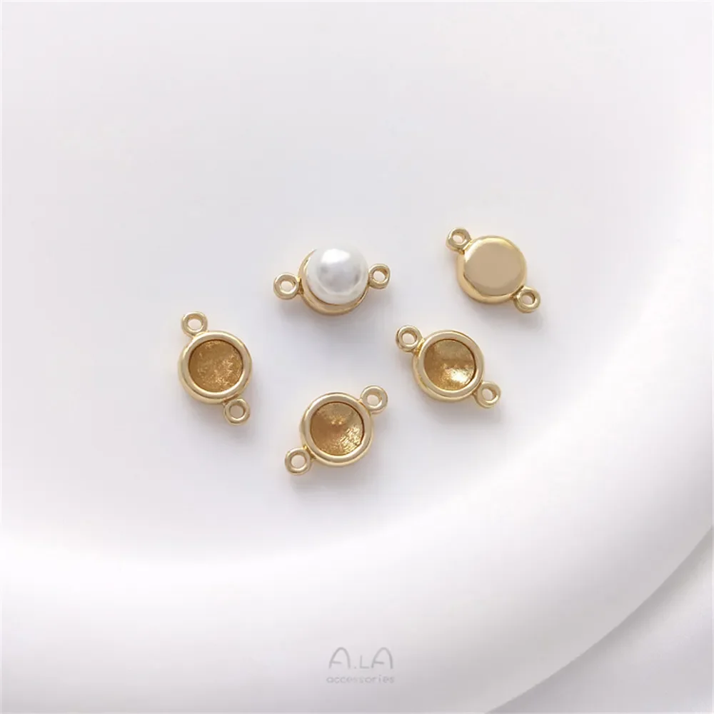 

14K Gold Color Double Ear Bead Holder DIY Accessories Hanging Connection Handmade Adhesive Pearl Headpiece Material