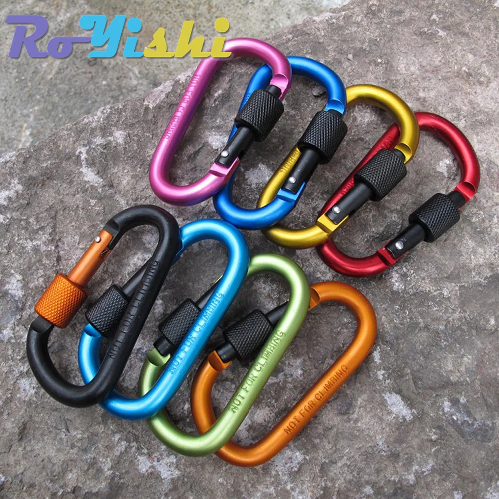 1 pz moschettone in alluminio d-ring portachiavi Clip moschettone moschettone campeggio portachiavi 8 colori