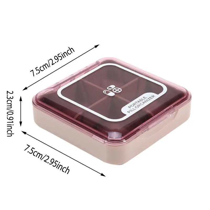 Mini Pill Subpackage Storage Cases Sealed And Moisture-proof 4-grid Medicine Box Travel Portable Square Medicine Boxes