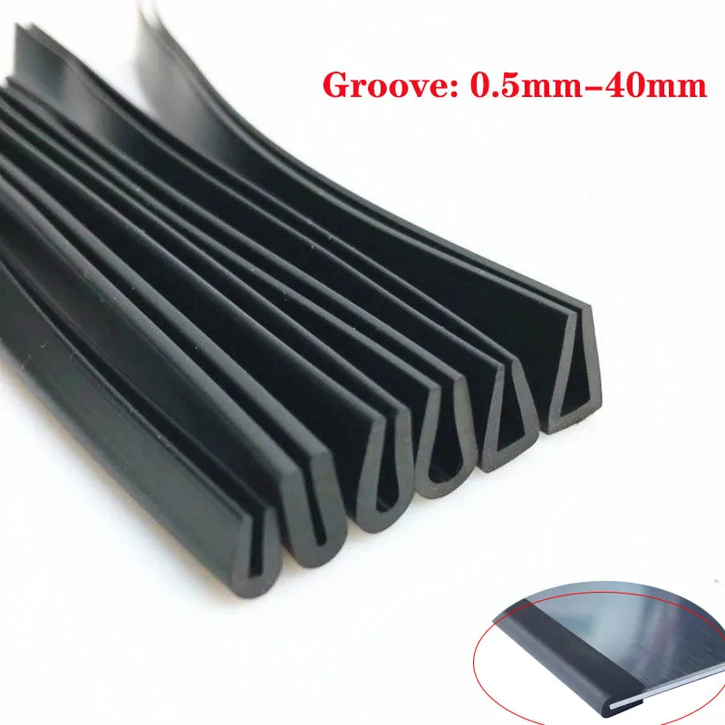 1M Groove 0.5Mm Tot 40Mm U-vormige Rubber Randen Afdichtstrip Black Protector Rand Afdichting Voor Auto deuren, glas, Metalen Paneel