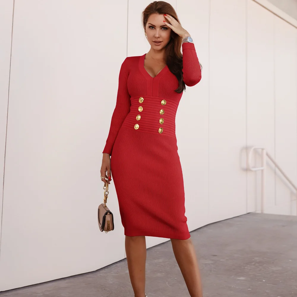 strapless open back dress Turn Heads in a Red Knitted Bodycon Dress – 98degreenorth main image 1