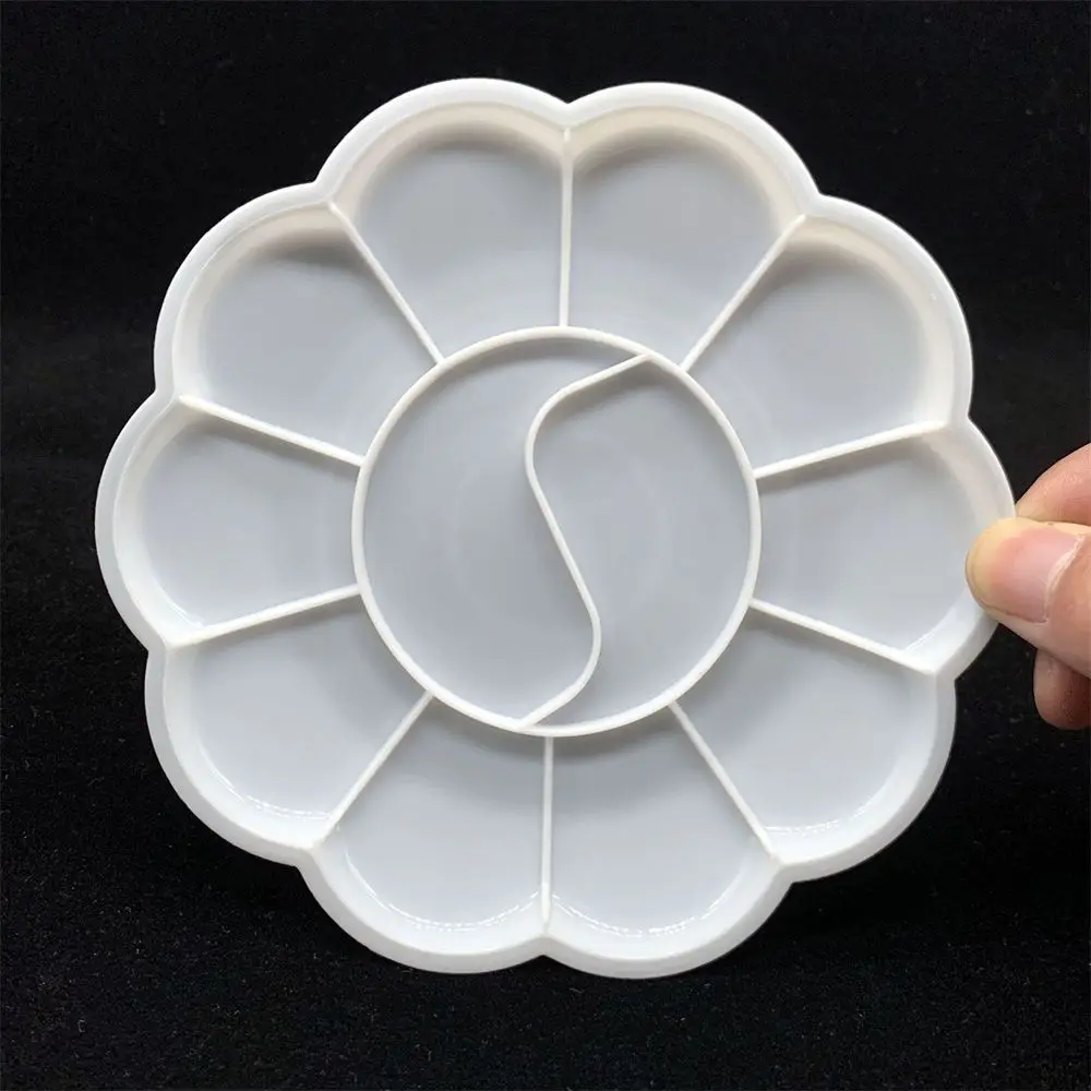 Hard Plastic Painting Tray White Round Palette Watercolor Art Paint Tray Lightweight Painting Supplies Children's Gift
