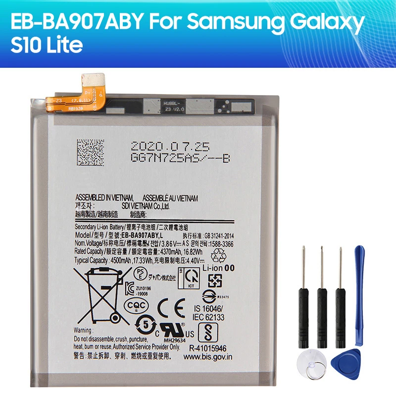 

New Replacement Battery EB-BA907ABY For Samsung GALAXY S10 Lite S10Lite 4500mAh Phone Battery