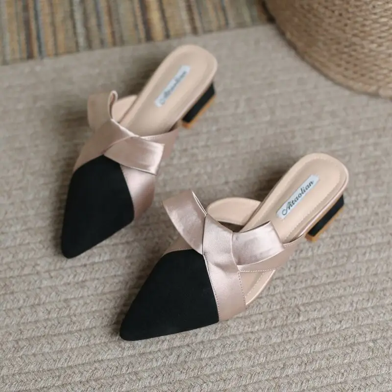 SandalsNovelties2023DesignerLuxuryPartyBowElegantMediumHeel