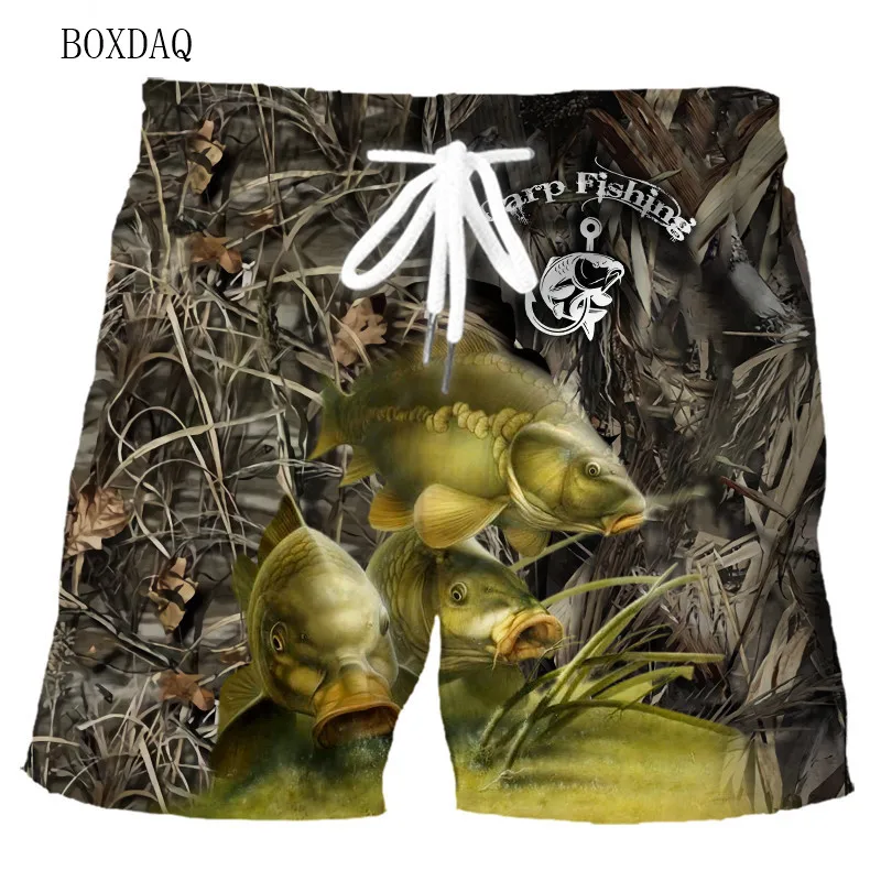 Men's Fishing Shorts Summer 3d Fish Printed Beach Shorts Elasticity Waist Loose Casual Oversized Man Shorts 6XL Plus Size 5