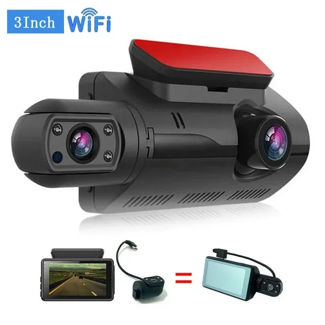 Dual Lens HD 1080P Dash Cam with WiFi, Night Vision, and Loop Recording