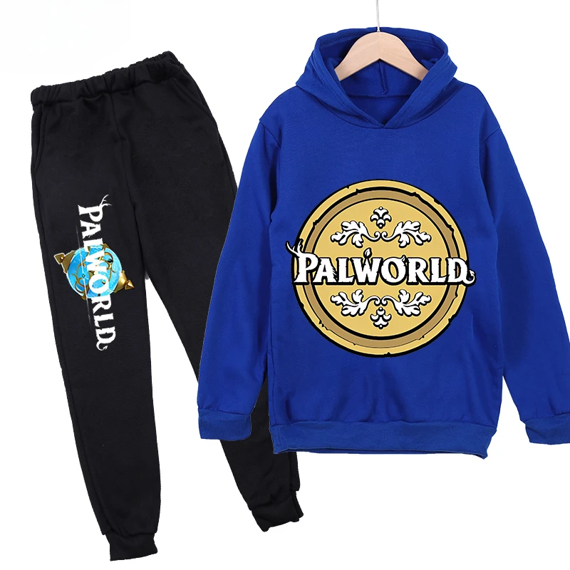 thumbnail image 1 of Conjunto de sudadera y pantalones con capucha de polar con estampado infantil de Palworld, conjunto deportivo de 2 piezas adecuado para conjuntos de niños y niñas, 1 of 5
