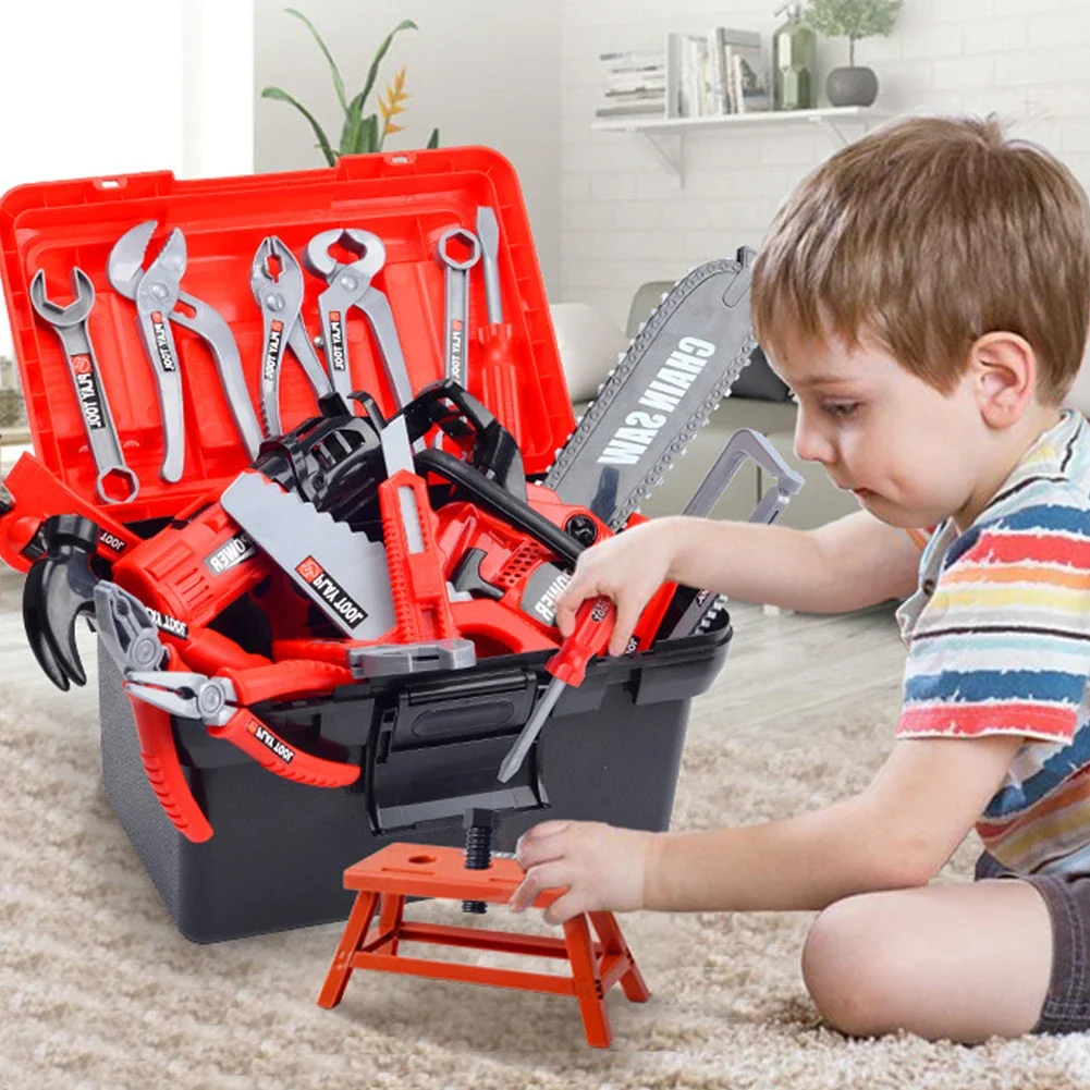 Children's Tool Set with Electric Toy Kids Drill Power Construction Toy Pretend Play Toy Tools Kit for Toddler Boys Girls Child 6