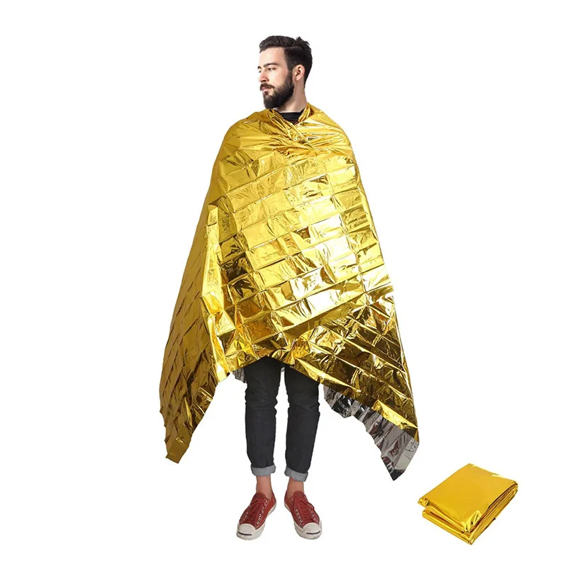 Emergency And Survival Foil Thermal Space Blanket Gold/Silver for Outdoors Hiking Marathons