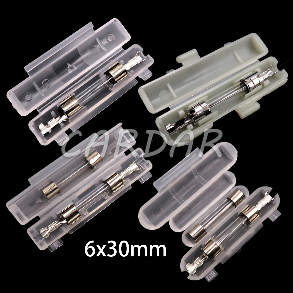 

1 Set 6x20mm 6*20mm White Double Glass Tube Fuse Holder Flip Type Fuses Box Fuse Socket AC Assembly With Terminal