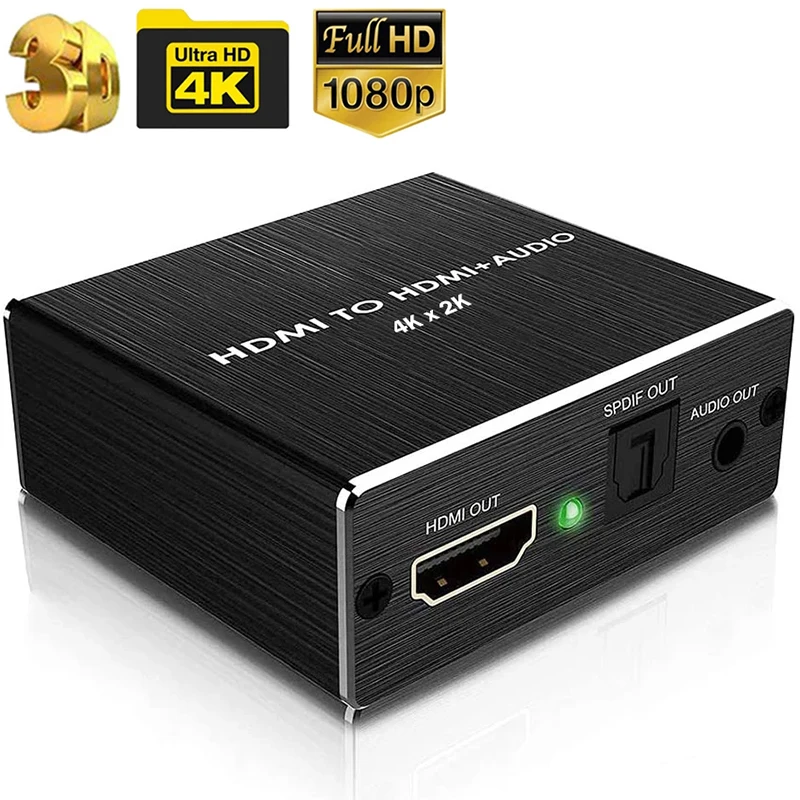 Фото HDMI-совместимый аудио экстрактор стереоэкстрактор преобразователь Оптический TOSLINK SPDIF + 3,5 мм аудио сплиттер адаптер №1