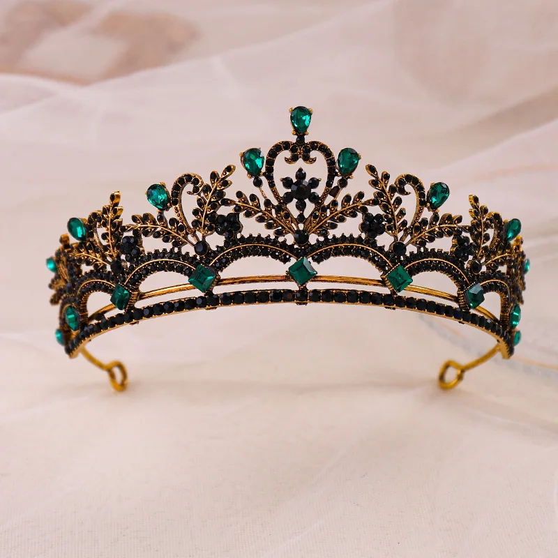 2022 nova moda preto verde cristal casamento coroa tiaras feminino