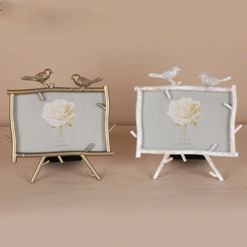 

Creative metal bird branch photo frame bedroom countertop decoration irregular shaped wedding family photo frame home decoration
