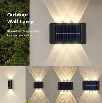Lámpara Solar de Pared LED Impermeable Exterior | Iluminación Arriba/Abajo para Jardín, Patio y Decoración de Calle