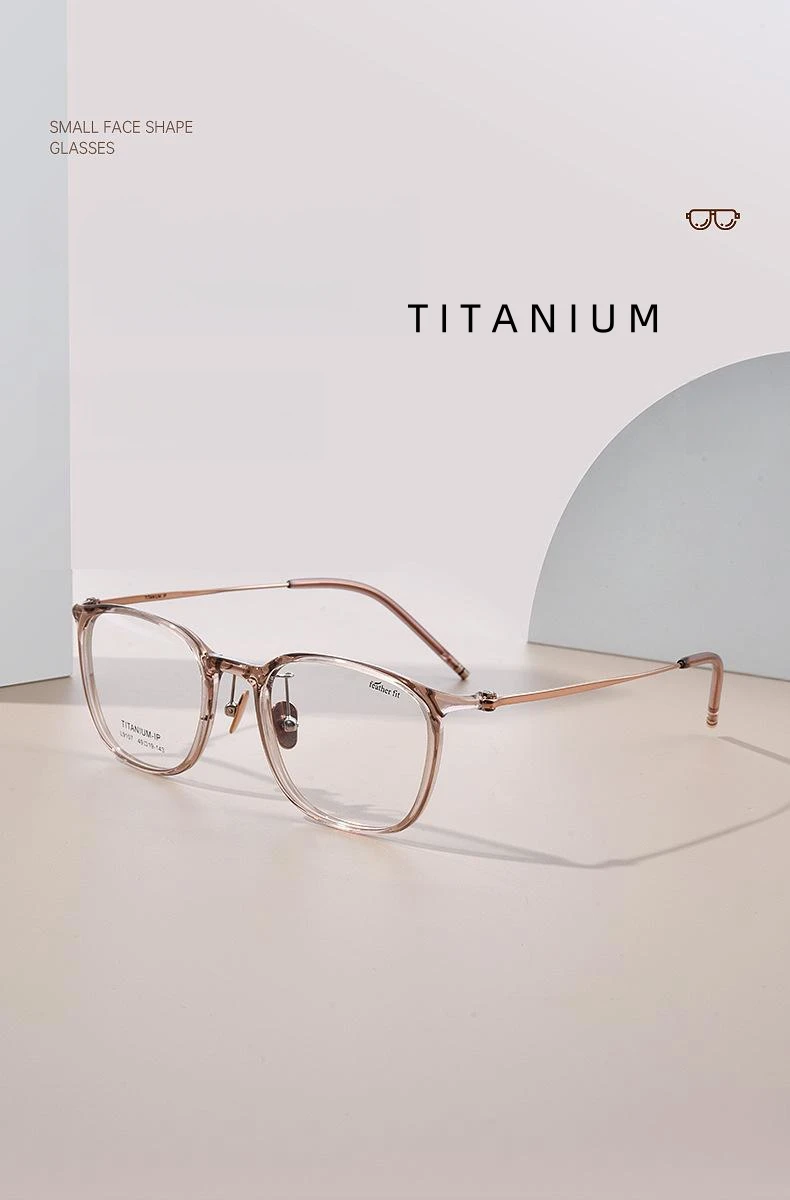 FIRADA Mode Komfortable Gläser Vintage Quadrat Titan Brillen Ultra Licht Brillen Rahmen Für Frauen L9107Y – Detail 1