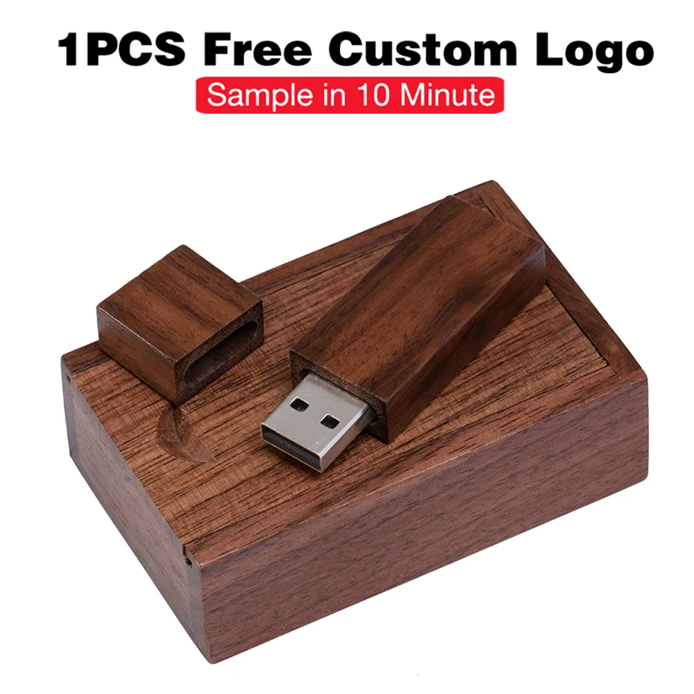 USB 2.0 Flash Drive Real Capacity Pendrive Photography Memory Stick 64GB/32GB/16GB/8GB U Disk Free Logo Wooden With Gift Box