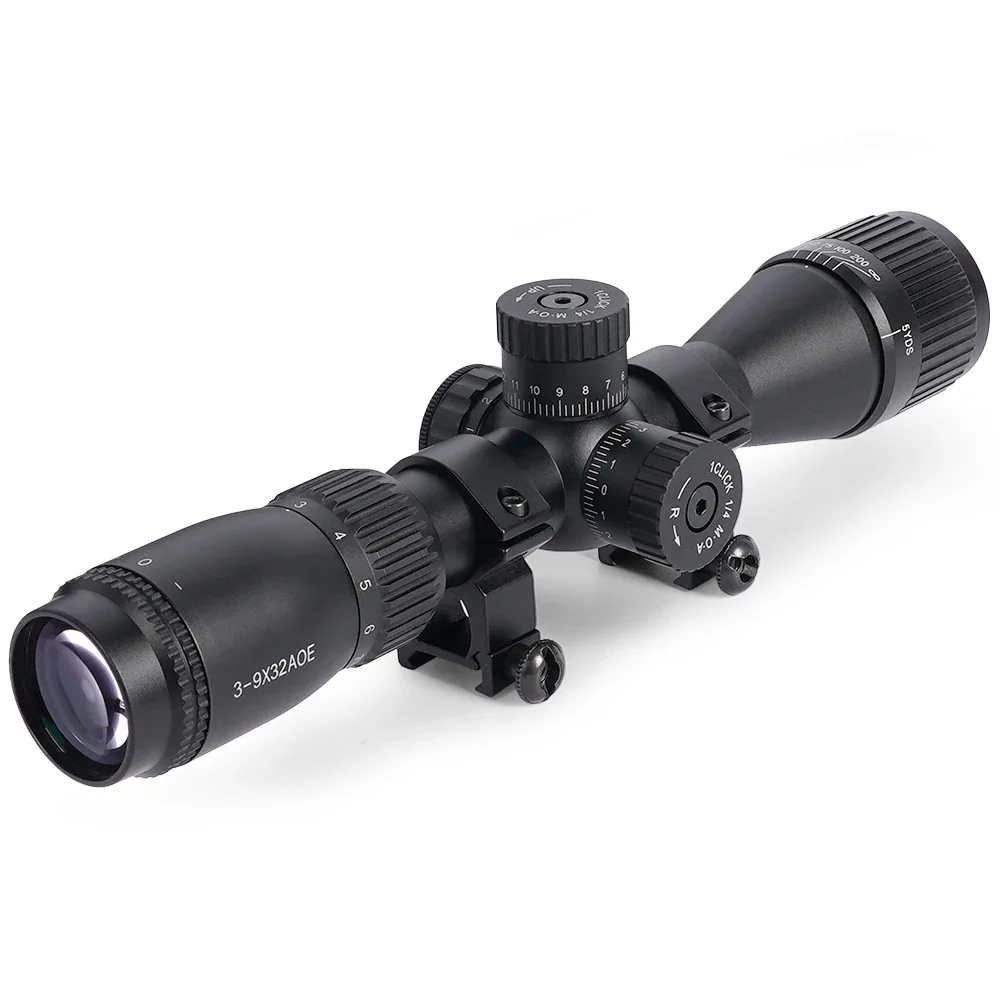 Tactical 3-9X32AOL Optical Sight with Red/Green Dot Laser Combination-Adjustable Focal Length for Long-Range Hunting