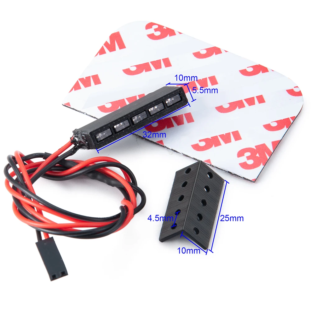 AXSPEED 32/65mm Red LED Light Lamp Bar for Axial SCX10 Wraith RR10 TRX-4 D90 1/10 RC Crawler Model Car Decoration Parts 4