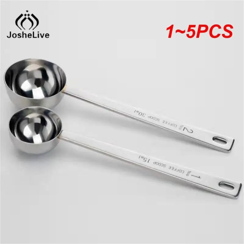 1~5PCS 15ml/30ml Long Handle Stainless Steel Milk Coffee Powder Scoop Measuring Spoon