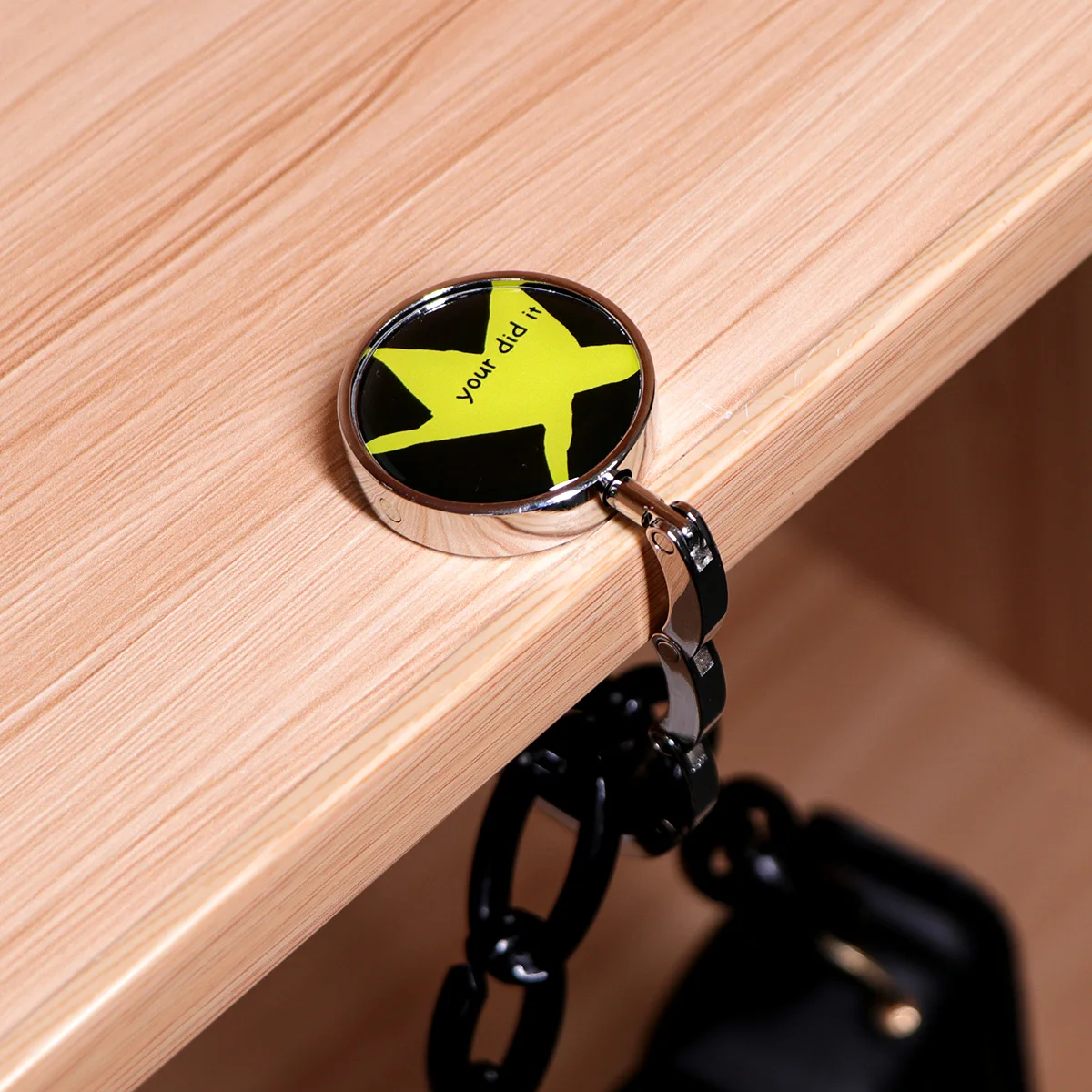 Evil Eyes Tragbarer faltbarer Taschenaufhänger, Handtaschenhaken, Ölgemälde, Taschenhalter, runder Tischhaken, Aufbewahrungsaufhänger für den Außenbereich – Detail 3